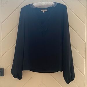 Black long sleeve Wayf top with vneck detail